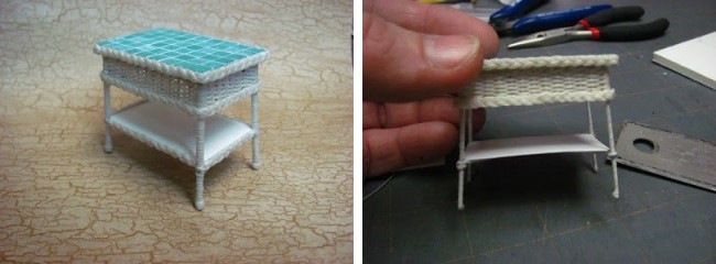 Мебель для кукол своими руками. Плетеный из бумажных трубочек столик с мозаичной столешницей