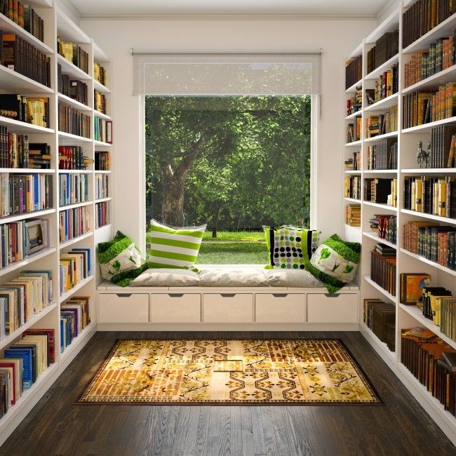 Домашняя библиотека - это не только место для хранения книг, но и комната для отдыха