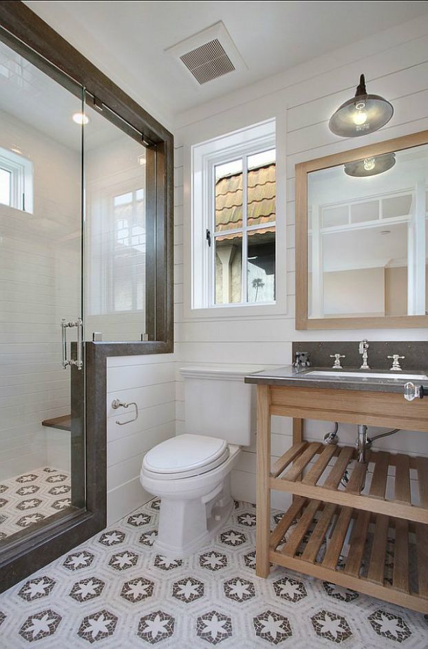 Скандинавский стиль красиво смотрится в интерьере ванной комнаты