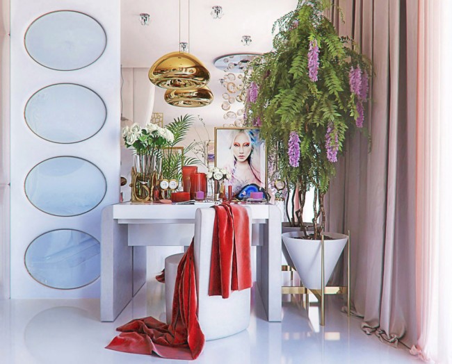 туалетный столик с зеркалом: роскошь, блеск, гламур и футуристические формы