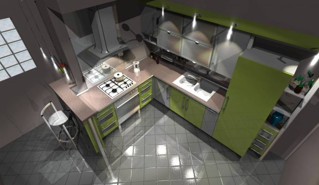 Программы для дизайна интерьера. Сохраненный 3D-вид будущей кухни, нарисованной в программе Pro100