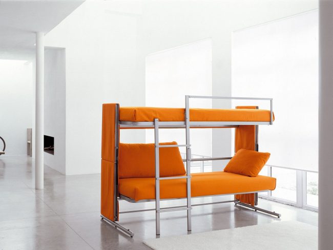 Оранжевый диван Cabrio в виде двухъярусной кровати