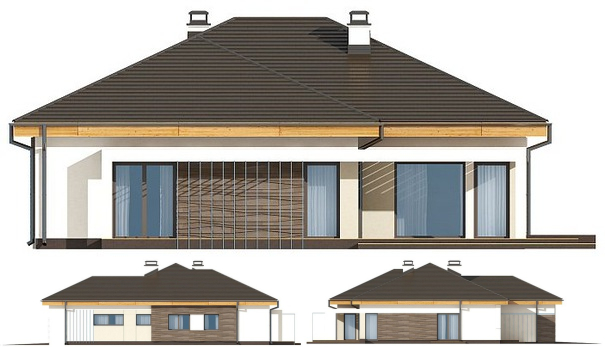 Как будет выглядеть дом с разных сторон участка: детальное изображение. Еще подробнее размеры и устройство стен из пеноблоков опишут развертки