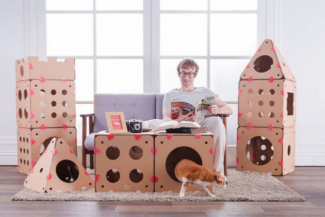 Дизайнерское решение – BoxKitty. Модульный апартамент для кошки из картона