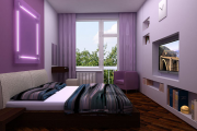 Фото 15 Бело-фиолетовая спальня: советы дизайнеров по гармоничному сочетанию оттенков